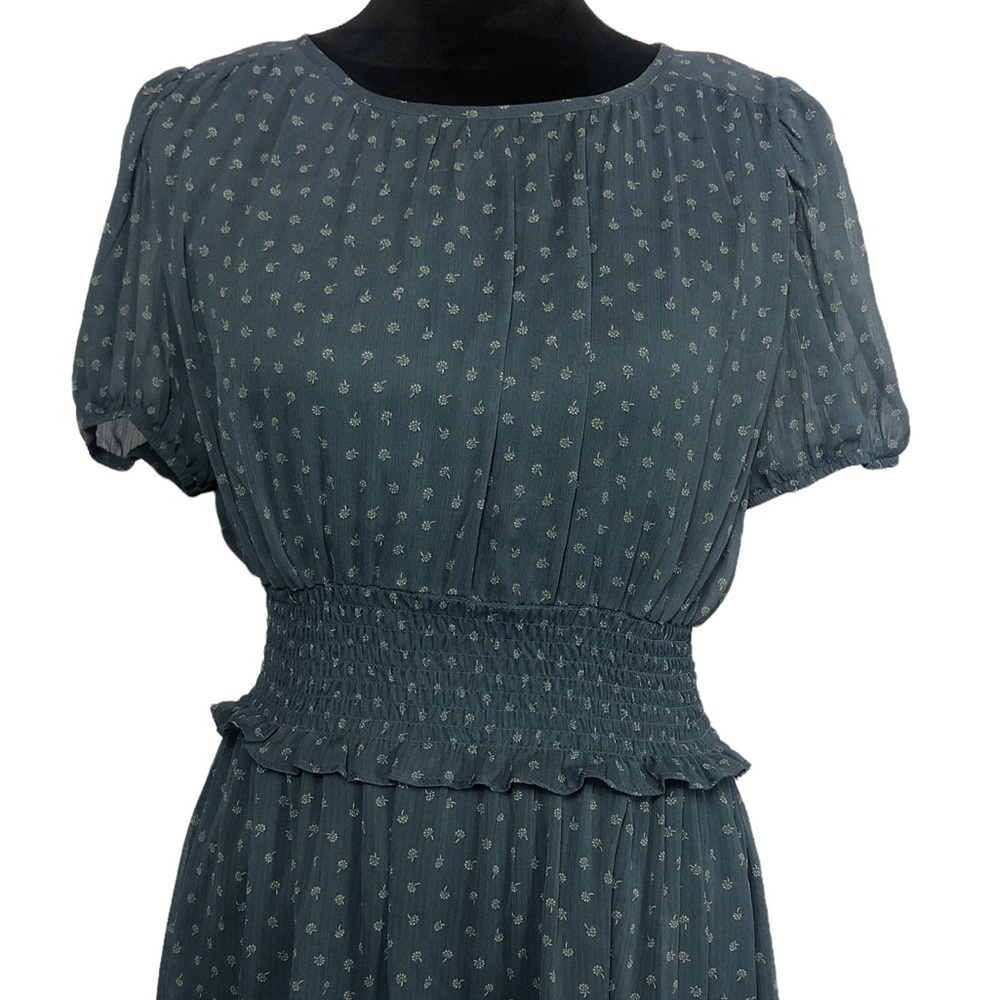Wild Fable Elastic Waist Blue Print Prairie Dress size Small - Picture 3 of 12